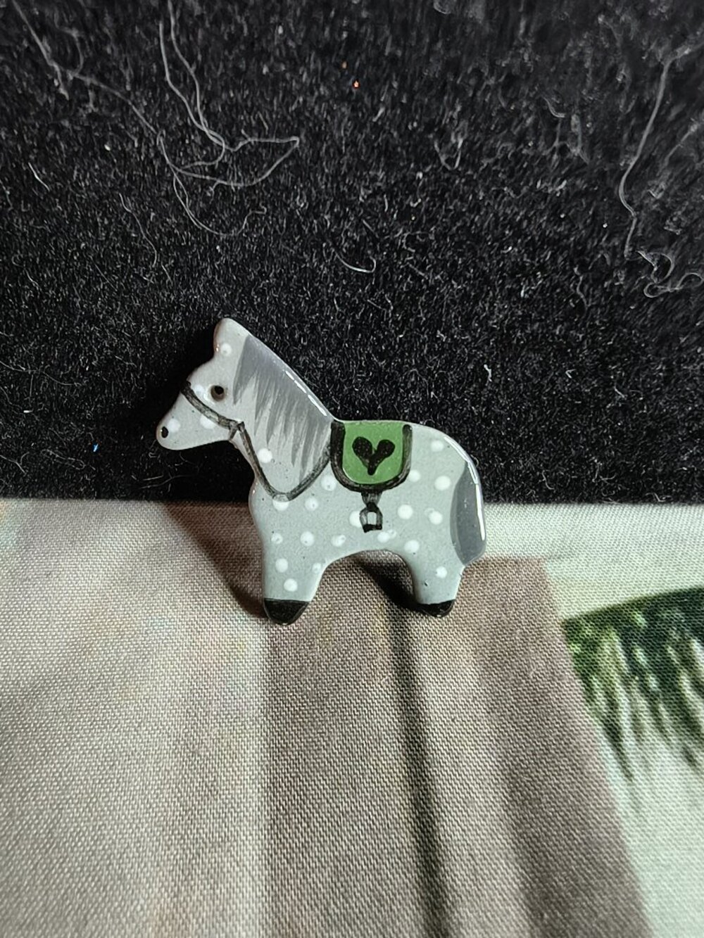 Hand Made and Painted Ceramic Horse Brooch